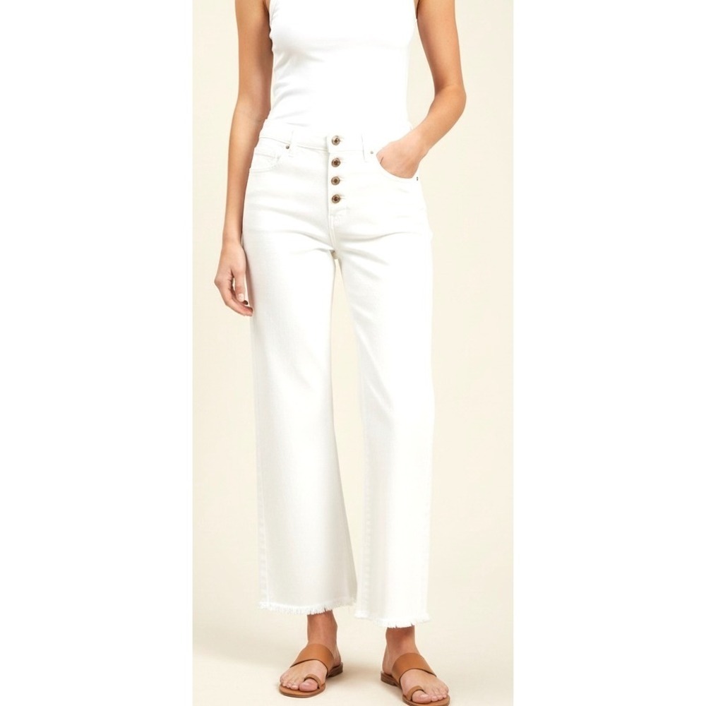 Michael Kors Jeans Womens White Wide Leg Button Fly  Raw Hem Denim EUC Size‎ 14